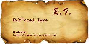 Réczei Imre névjegykártya
